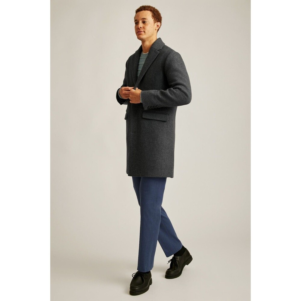 $499 BONOBOS Men's Italian Wool Top Coat Manteco Wool Charcoal Sz 44 / L NEW